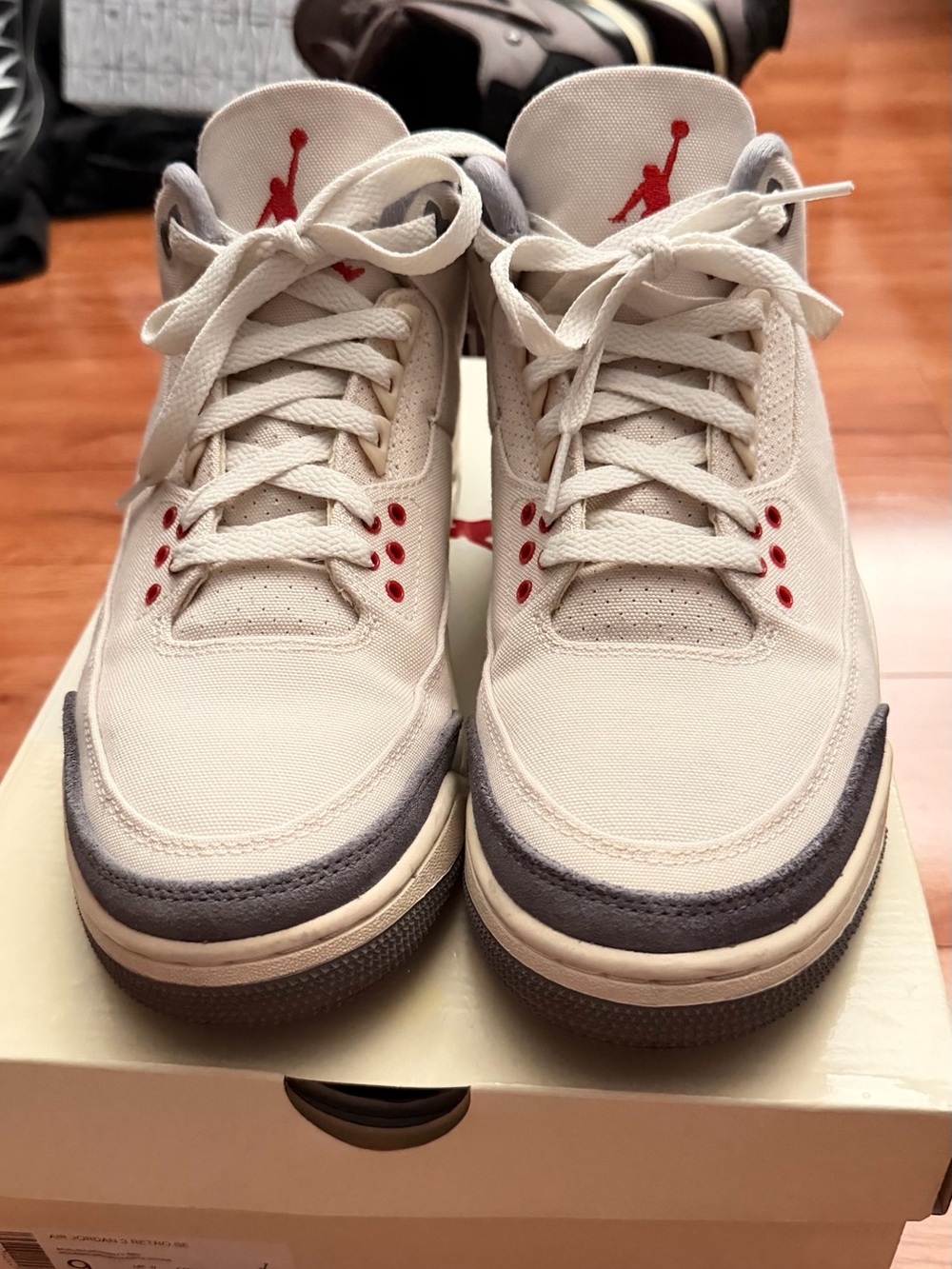 Jordan Men's Sneakers in White, Gray & Red Accents